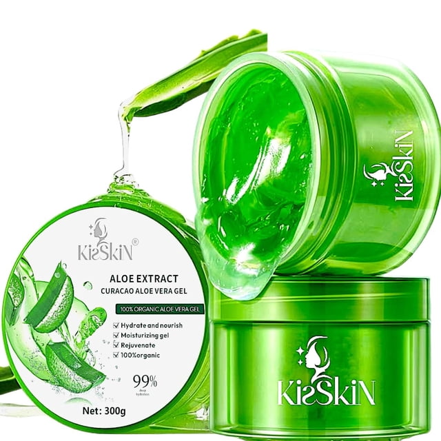 Gel de aloe vera kisskin, hidratante calmante 100% puro, 300 ml