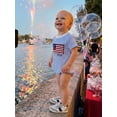 thumbnail image 5 of BemeyourBBs Newborn Baby Boy Girl 4th of July Outfit Infant Baby Independent Day Patriot Clothes Waffled Bubble Romper Stripe America Flag Short Sleeve Bodysuit Baby Boy Girl Summer Clothes, 5 of 9