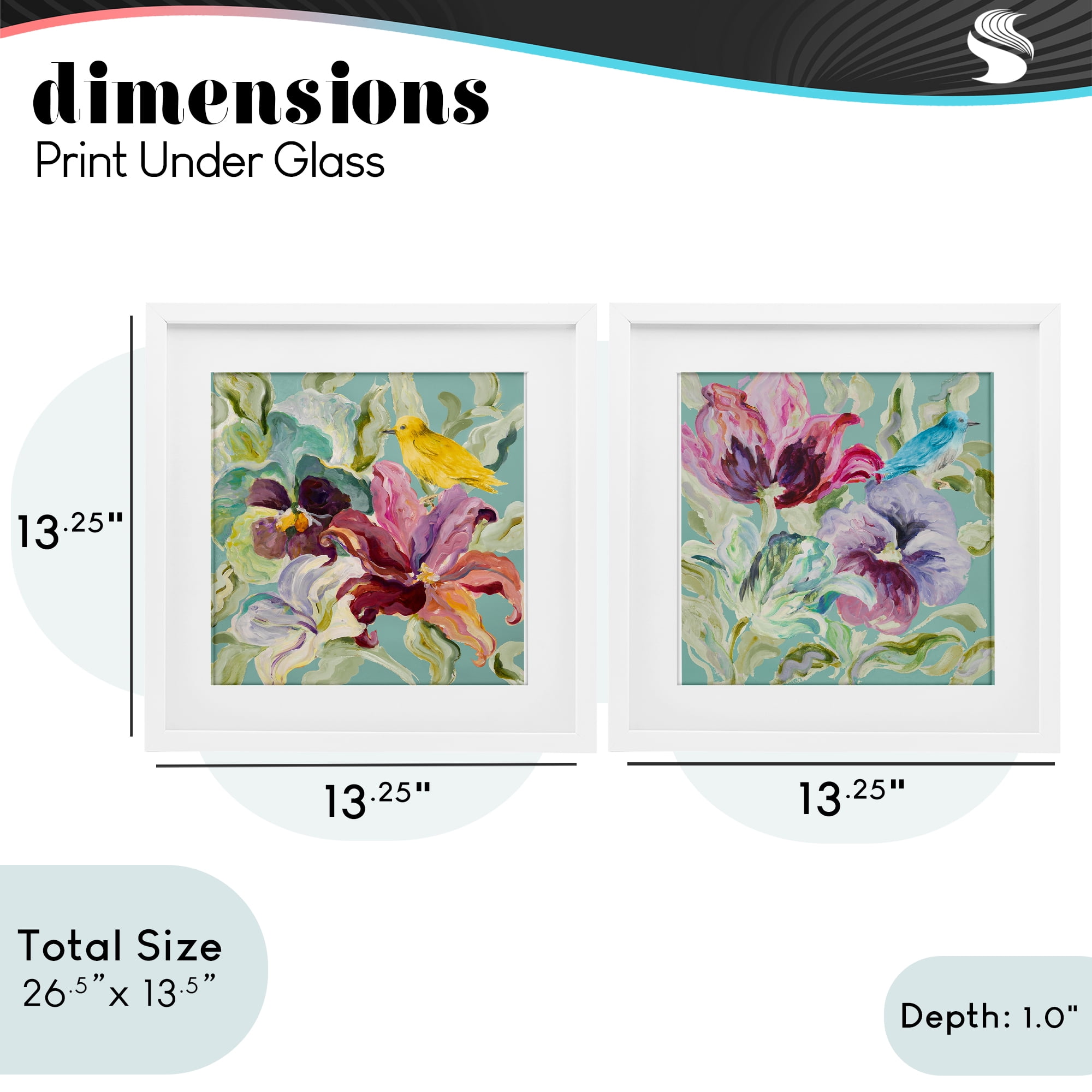 Stupell Industries Lyrical Garden Canaries 2 Piece White Framed Print Under Glass Set, design by Lanie Loreth
