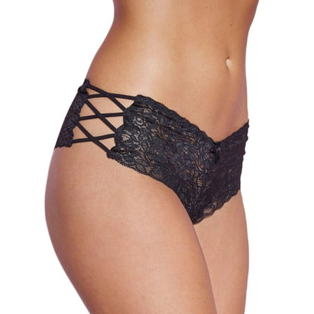 

EHTMSAK Underwear for Women Soft Bikini Lace Low Rise Stretch Criss Cross Briefs Underwear Black 3XL