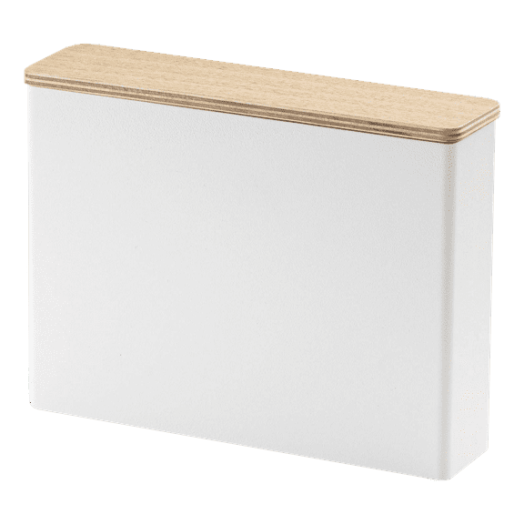 Yamazaki Home Coffee Filter Case - Size 04, White, Steel Wood, #4 Coffee Filters, Lid, No Assembly