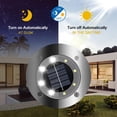 thumbnail image 4 of Juego de 4 luces solares para jardín, 8 luces LED de suelo, IP44 a prueba de agua, alimentadas por energía solar, luces de paisaje para exteriores para caminos de jardín, luz diurna, 4 of 5