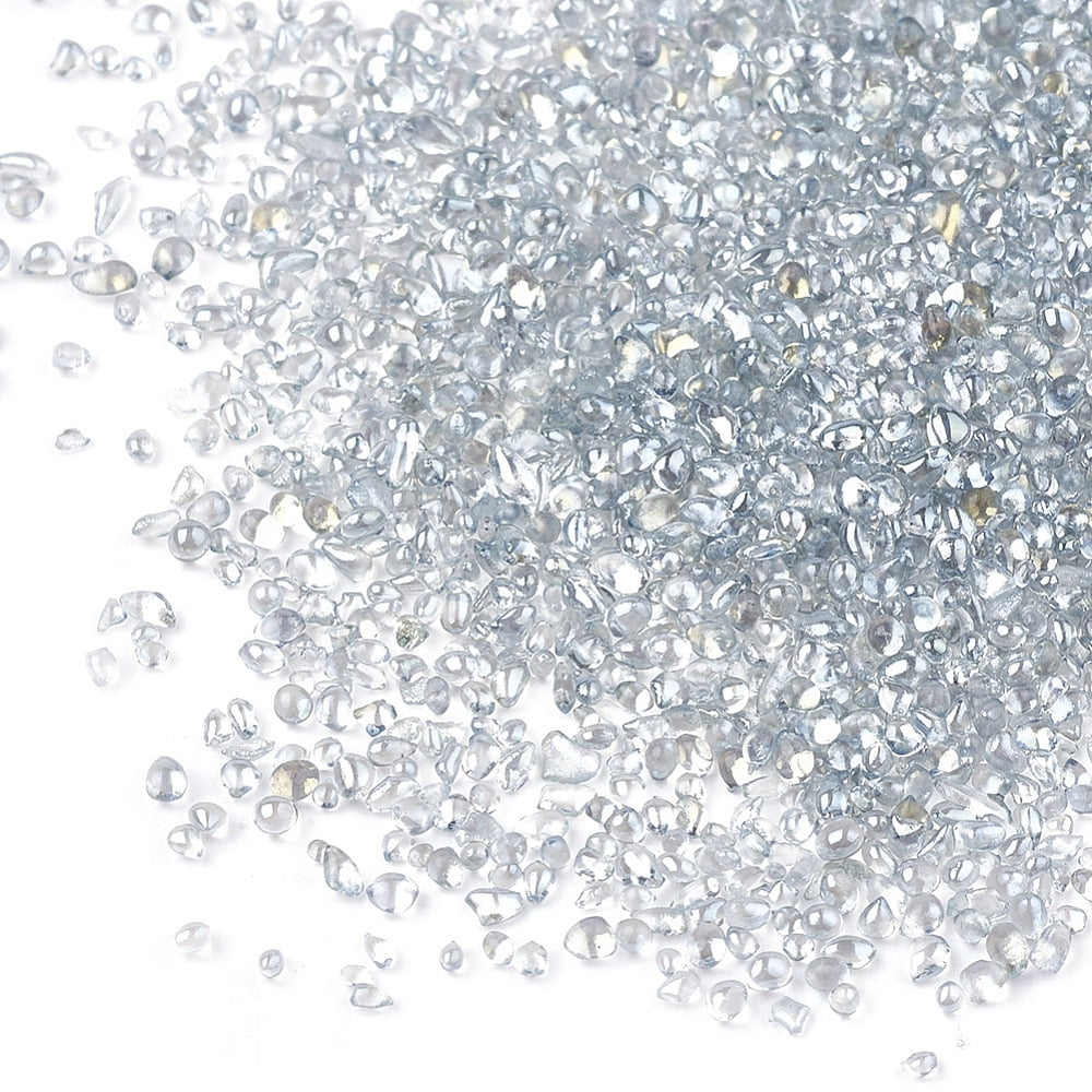 Plated Glass Seed Beads For Nail Art Decoration Accessories No Hole/Undrilled Chip Light Steel Blue 1.5~5x1.5~2x1.5~2mm 450g/bag diy