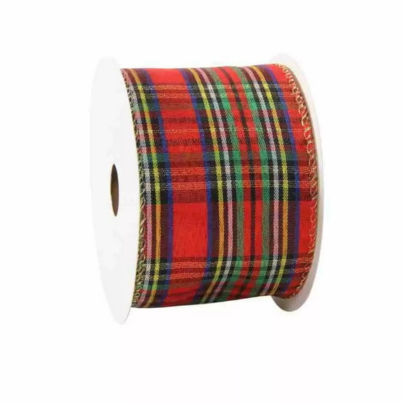 Red Black Blue Green Check Ribbon: Gift Wrapping Floral Arrangement Wreath Bow Making Fabric Craft Wired Edge Ribbon(6.3cm*10 Yards/1 roll)