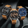 thumbnail image 3 of Reloj De Cuero Casual Para Hombre Con Cronógrafo Marron Negro, 3 of 4