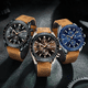 thumbnail image 3 of Reloj De Cuero Casual Para Hombre Con Cronógrafo Marron Negro, 3 of 4