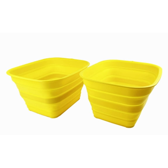 SAMMART Set of 2 15L (3.9 gallons) Collapsible Plastic Washing Tub - Foldable Washtub - Portable Washing Basin - Space Saving Easy Storage