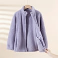 thumbnail image 6 of jtjvou Women's Lightweight Warm Zip Up Long Sleeve Soft Fleece Jacket for Fall Winter Stand Collar Coat with Pockets Purple XL, 6 of 6