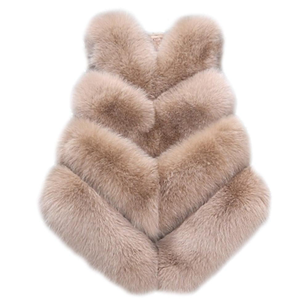 Women Winter Solid Faux Fur Fluffy Waistcoat Gilet Vest Casual Warm Jacket Coat 