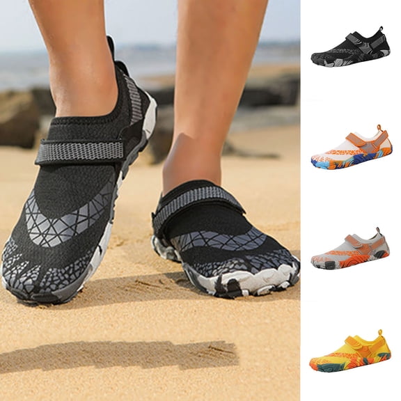 SGFCWSX Men Athletic Shoes Printed Quick-Dry Non-Slip Outdoor Water Shoes Black Size 10