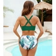 thumbnail image 3 of SEAFORM Womens Two Piece Swimsuits Wrap Front Bikini High Waisted Bottom Tummy Control Bathing Suits Vintage Print Swimwear, 3 of 14