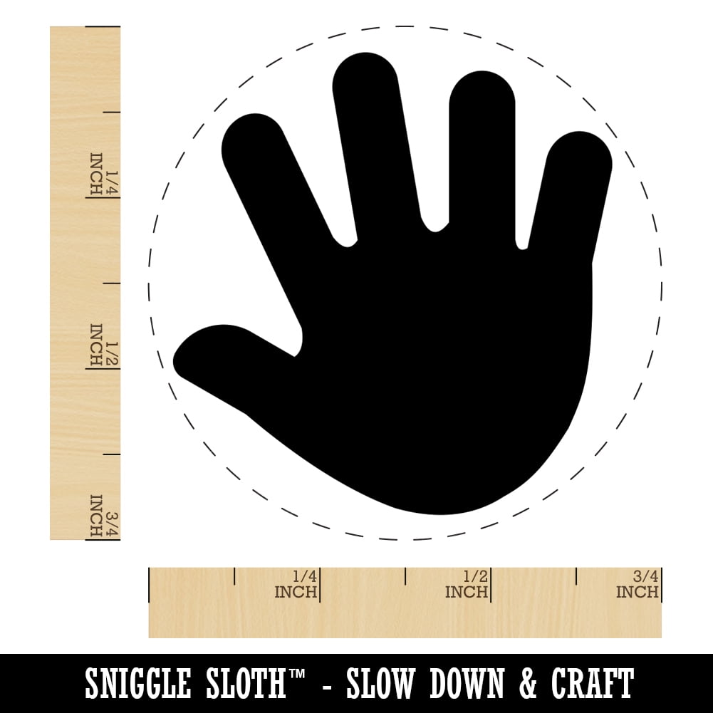 Handprint Solid Self-Inking Rubber Stamp Ink Stamper - Blue Ink - Small 3/4 Inch