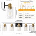 thumbnail image 6 of Deyidn 5-Light Black Gold Dimmable Vanity Light with Frosted Clear Glass Shade, 6 of 10