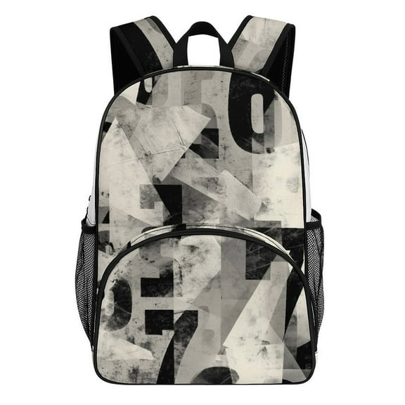 Abstract Number Collage Textured Design Backpack Travel Laptop Casual College Daypack Back to Bag