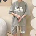 thumbnail image 3 of Traje de verano estilo gofre para hombre, camiseta de manga corta, estilo Hong Kong, ropa de calle coreana, pantalones cortos informales, conjunto de dos piezas, 3 of 5