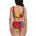 thumbnail image 3 of Kdxio Dinosaur Super Hero Cartoon Print Women's 2 Piece High Waisted Wrap Spaghetti Strap Summer Swimsuit Bikini Set-Small, 3 of 7