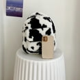 thumbnail image 4 of Mochila de dibujos animados con patrón de vaca lechera, Bolso pequeños multifuncionales para mujer, mochila peluda, 4 of 7