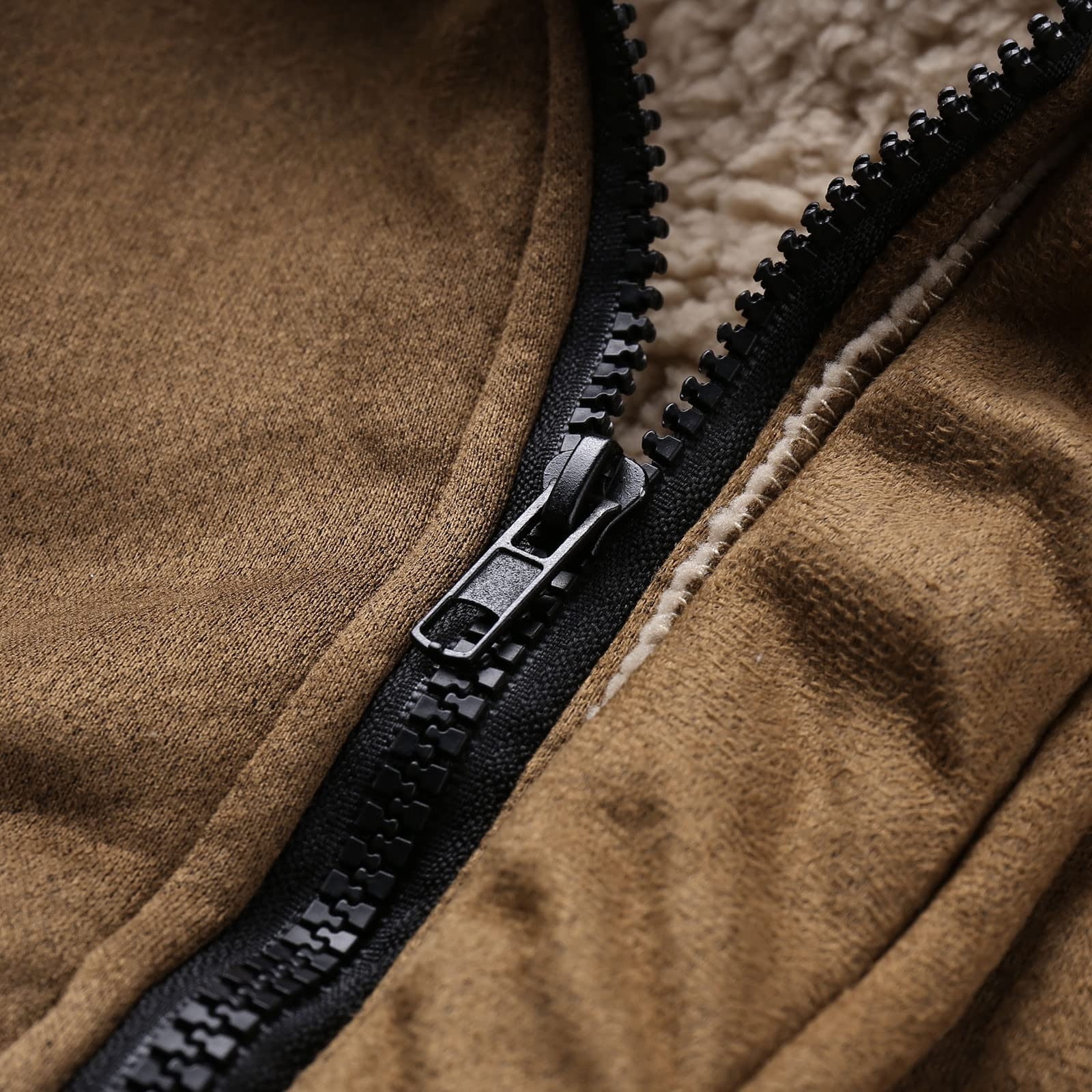 RongHuan Men's Big and Tall Faux Leather Coat Fleece Sherpa Lined Warm Trench Coats Winter Faux Fur Collar Jacket Thickened Long Sleeve Outwear