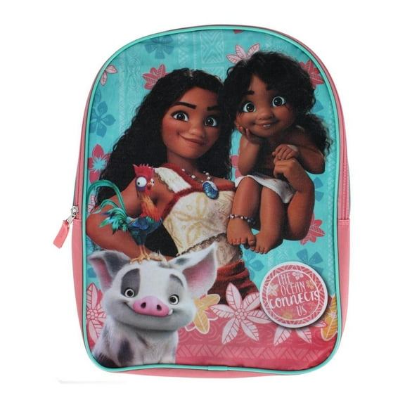 Disney Moana 2 15” School Backpack for Girls, “The Ocean Connects Us” with Moana and Simea