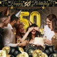 thumbnail image 4 of AYUQI 50th Birthday Decorations for Men Women, 50th Happy Birthday Decoration Kit with Cheer Banner, Number 50 Foil Balloon, 50th Black Gold Balloons Beer Mug Foil Balloons for Party Supplies, 4 of 7