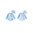thumbnail image 2 of Cenuakty Toddler Baby Girl Swimsuit Set Seashell Flower Long Sleeve Rash Guard Bathing Suit with Sun Cap 2 Piece Outfit, 2 of 9