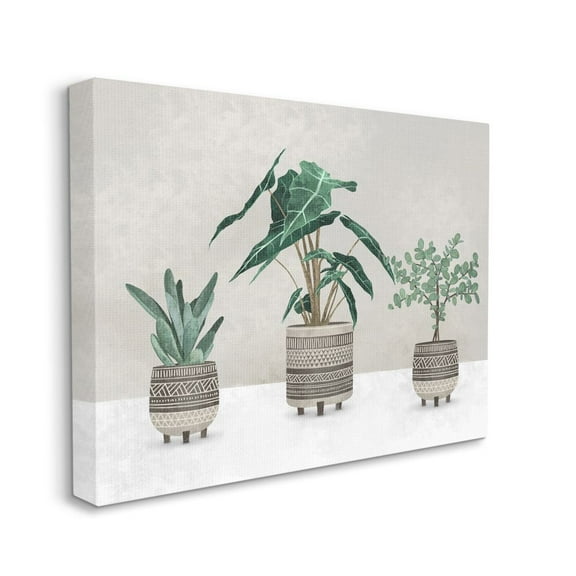 Stupell Industries Plants In Patterned Pots Neutral Grey Design Canvas Wall Art by Ziwei Li