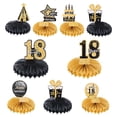 thumbnail image 1 of Centros de Decoración de Cumpleaños de 18 Años para Mesas Decoraciones Suministros de Fiesta de Cumpleaños (Negro, Tono Dorado), 1 of 5