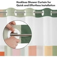 thumbnail image 3 of Americanflat Rideau de Douche Sans Crochets 72x75 - Rideau de Douche Moderne à Rayures Résistant à l'Eau avec Panneau Transparent, Doublure à Encliqueter et Oeillets - 100 % Polyester - Rose, Vert Sauge, Terre Cuite, Pêche et Blanc, 3 of 5