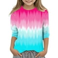 thumbnail image 2 of Splozh Chemises Décontractées à Manches Longues pour Filles T-Shirt Décontracté à Col Rond à Manches Trois Quarts pour Fille Haut Basique Régulier à Manches 3/4 Rose Vif, 12-13 Ans, 2 of 5