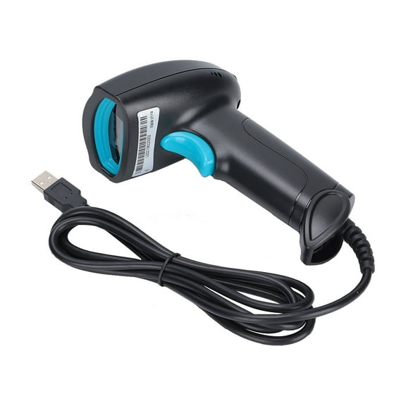 Barcode Scanner Handheld 360° Reading Dustproof Waterproof Wireless QR Code USB Reader(Black Blue )