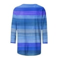thumbnail image 4 of Womens 3/4 Sleeve Tops, Ladies Trendy Striped Graphic Print Crewneck Tshirts Base Tee Casual T-Shirts, Blue-A L, 4 of 6