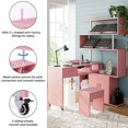 thumbnail image 4 of Advwin L-Shaped Rotating Manicure Table Nail Desk with Stool & Electric Downdraft Vent, Pink, 4 of 9