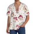 thumbnail image 1 of Fotbe Floral Mushroom Camisa Estampada de Manga Corta para Hombre, Casual de Verano, Estilo Playero, Sin Arrugas-Small, 1 of 5