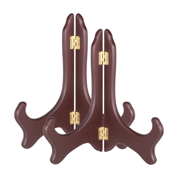 Uxcell 2Pcs Wooden Easel Plate Holder, 10" Small Wood Easels Folding Table Display Stand for Decorative Picture Frame Book Artwork Desktop Ornaments, Burgundy