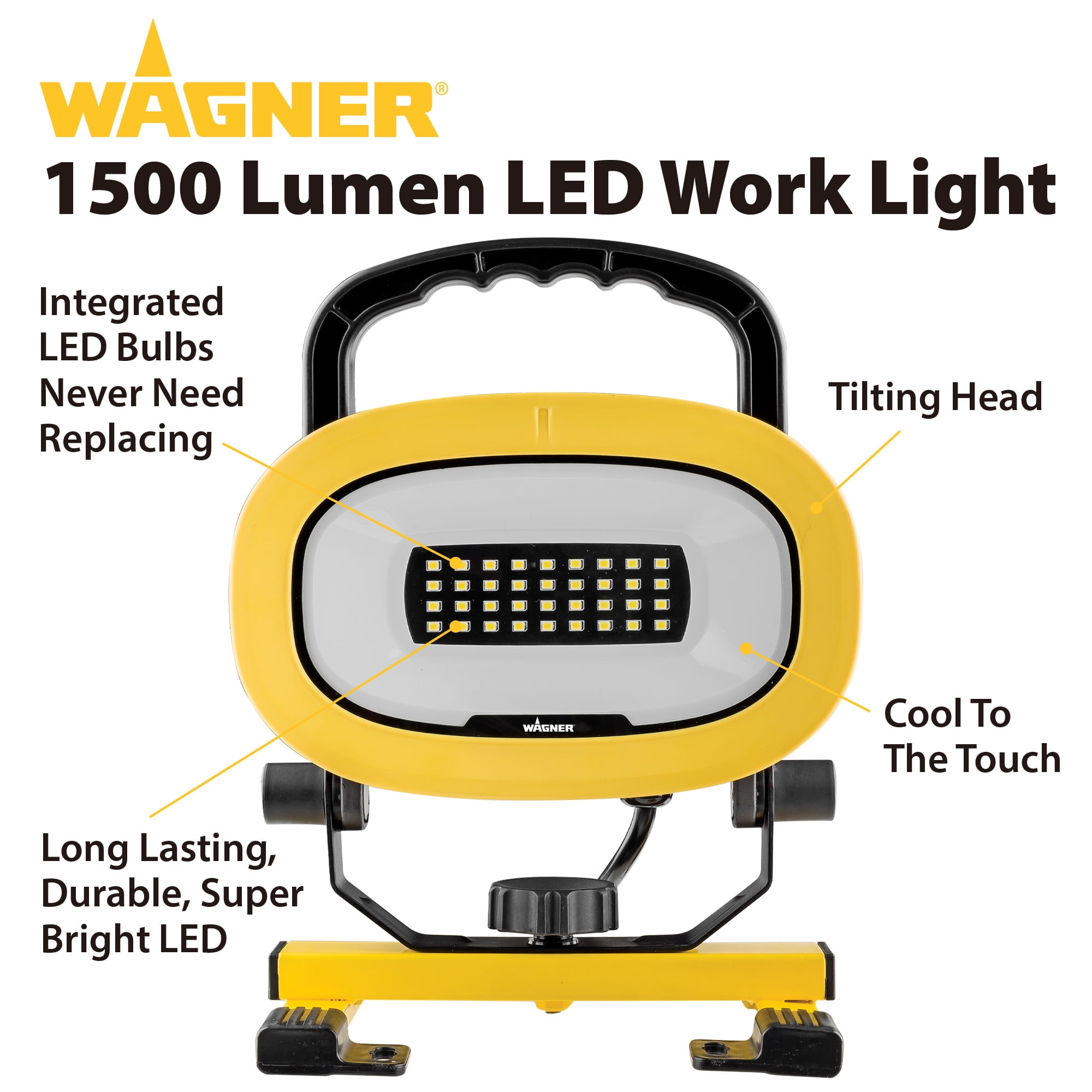 PowerGlow Portable 1500 Lumens LED Rechargeable Light Power Bank Work Light 
