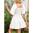 thumbnail image 2 of Women's Smocked Knotted Flutter Sleeve Dress with Ninety Five Percent Polyester and Five Percent Spandex for Daily Wear, 2 of 23