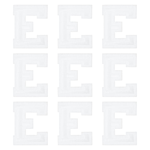 Uxcell Iron on Letter Patches 2" Alphabet E Iron on Embroidered Patch for Clothing Repair(White, Pack of 9)