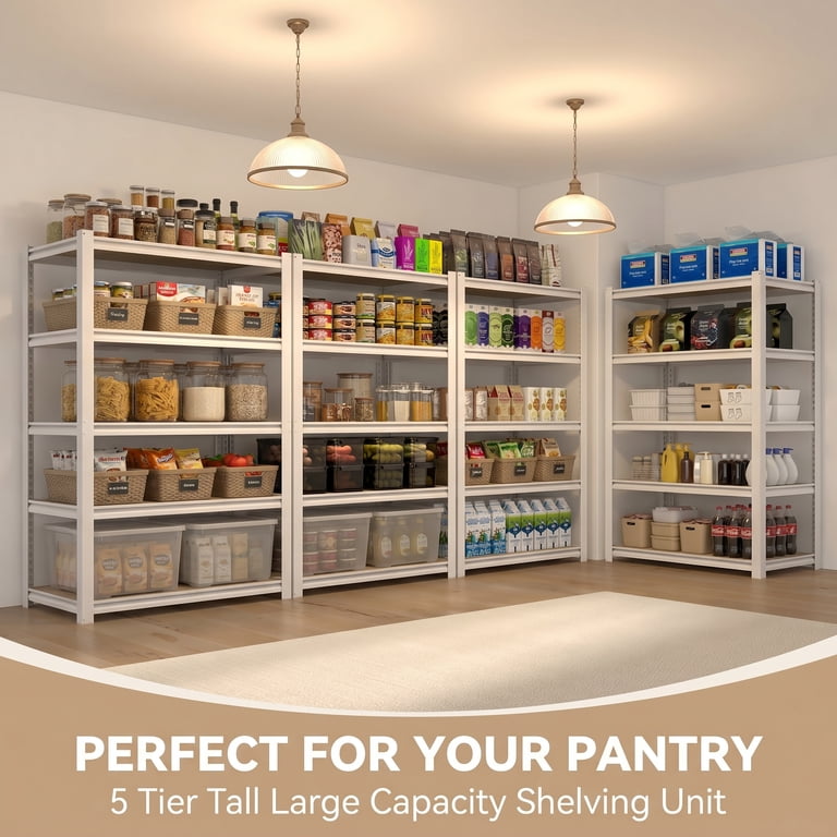 TrumanPick 5-Tier Pantry Shelving Unit, White, 1580 Lbs Capacity photo 2