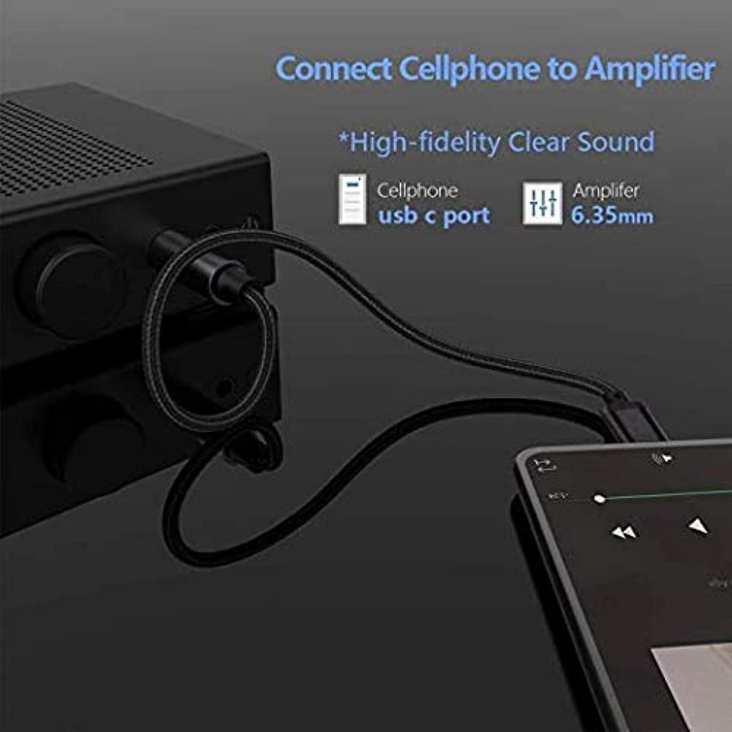 Amplifier USB C to 6.35mm 1/4 inch TRS Cable VOJOTO USB Type C to 1/4 inch Audio Adapter Aux Jack Stereo Cable for Google Pixel 4XL 3.3FT Speaker Headphone Mixing Console Galaxy Note 10+/S20+ 