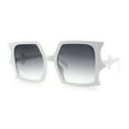 thumbnail image 6 of Womens Bat Wing Shape Plastic Oversized Rectangle Fashion Sunglasses White - Smoke, 6 of 8