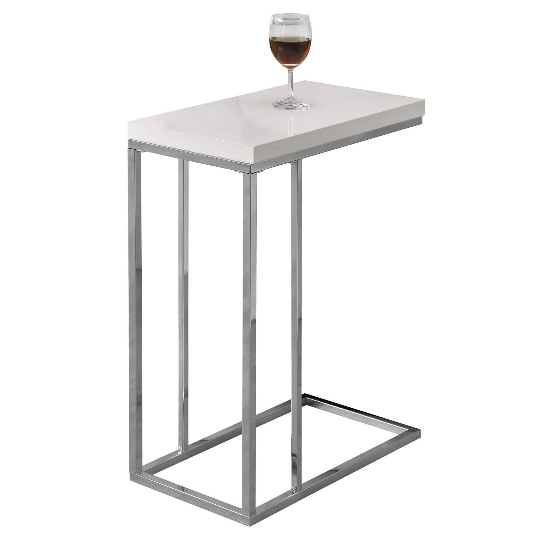 Monarch Specialities Accent Table I-3215 Glossy White With Tempered Glass
