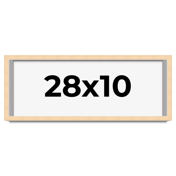 28x10 Frame Natural Wood Picture Frame | 0.75 Inch Moulding Width | with UV Acrylic Plexiglass,