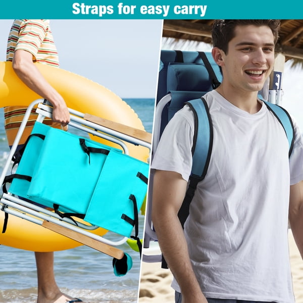 Alvantor 2 Pack Folding Beach Chair with 4 Position Recline Headrest Cup Holder Wooden Armrests Green