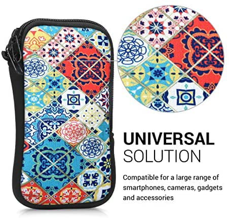 Shock Absorbing Pouch Case Aurora Turquoise/Blue/Black 6.7/6.8 kwmobile Neoprene Sleeve for Smartphone Size XL Protective Phone Bag
