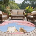 thumbnail image 4 of Round Rugs 5 Ft, Pink Cat Non Slip Area Rugs for Kitchen Bedroom Entryway, Spring Cherry Blossoms Botanical Blue Sky Washable Carpet Runner Rug Floor Mats for Bedroom Home Decor, 4 of 8