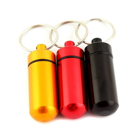 - 5 x Pill Box Bottle Holder WaterProof Aluminum Container Keychain Medicine Case