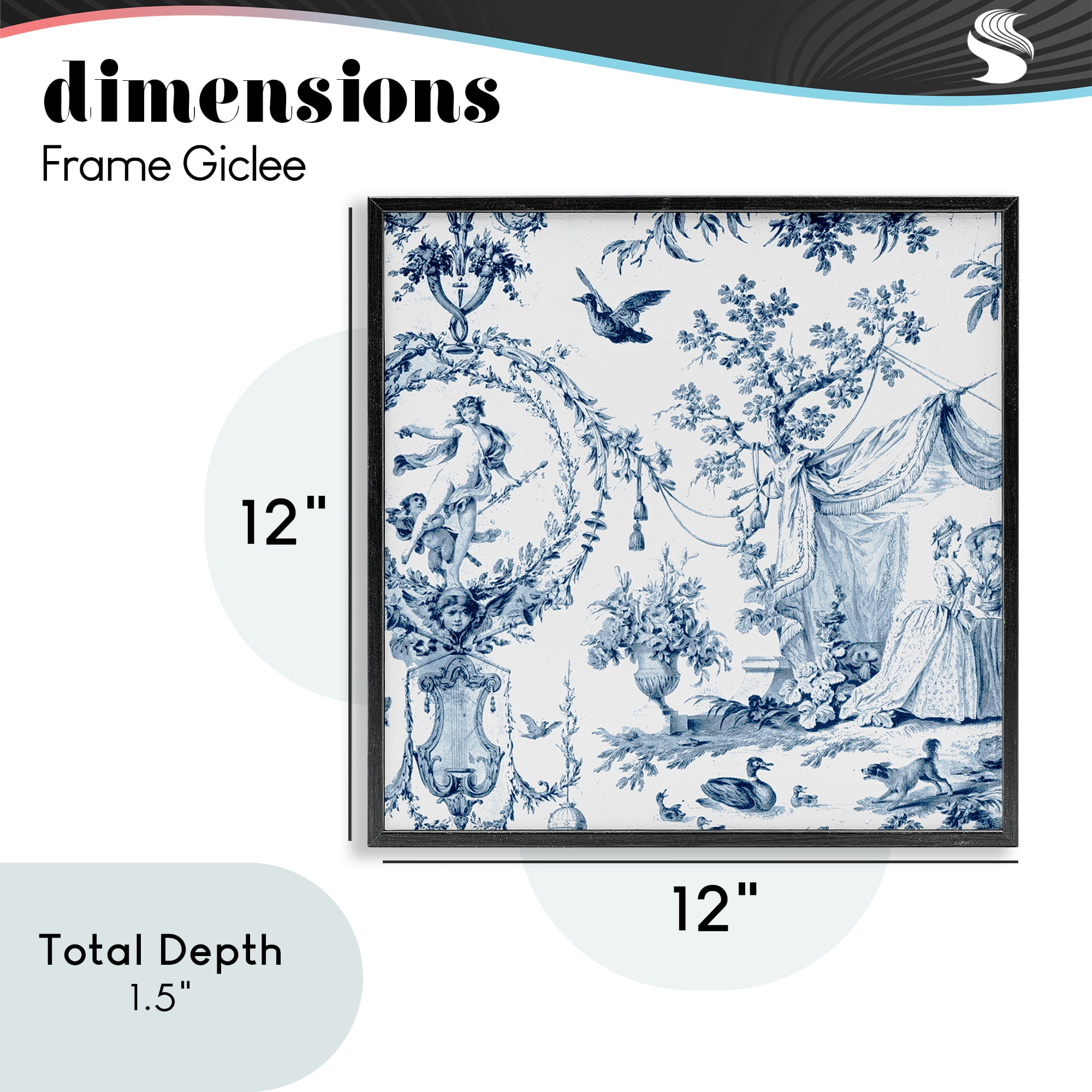 Classic Toile Scene Black Framed Giclee Art, design by Vintage Hustle