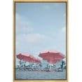 thumbnail image 3 of PixonSign Framed Canvas Print Wall Art Pink Umbrellas on Sandy Beach Places Ocean Photography Modern Art Nautical Scenic Dramatic Multicolor Ultra for Living Room, Bedroom, Office - 24"x36" Natural, 3 of 5