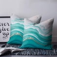 thumbnail image 2 of 20x20 Pillow Covers Set of 2, Teal Waves Abstract Throw Pillow Covers Decorative Couch Cushion Case, Gradient Fluid Water Ripple Microfiber Square Pillowcases for Bedroom Car Living Room, 2 of 7
