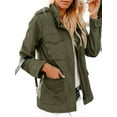 thumbnail image 2 of Long Sleeve Women Spring Fall Solid Color Zipper Coat Stand Collar Casual Military Anorak Jackets with Pocket, 2 of 5
